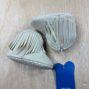 Western Valen Sina Baby Fringe Booties Cream Soft Sole Crib Shoes Size 19